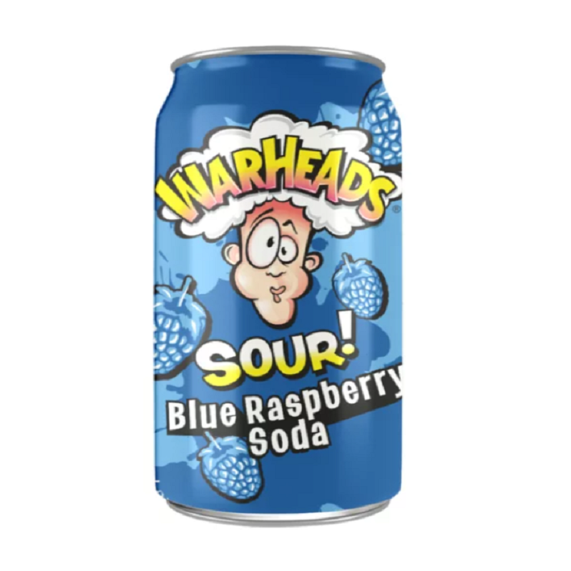 Warheads Blue Raspberry Sour Soda  12 x 355ml