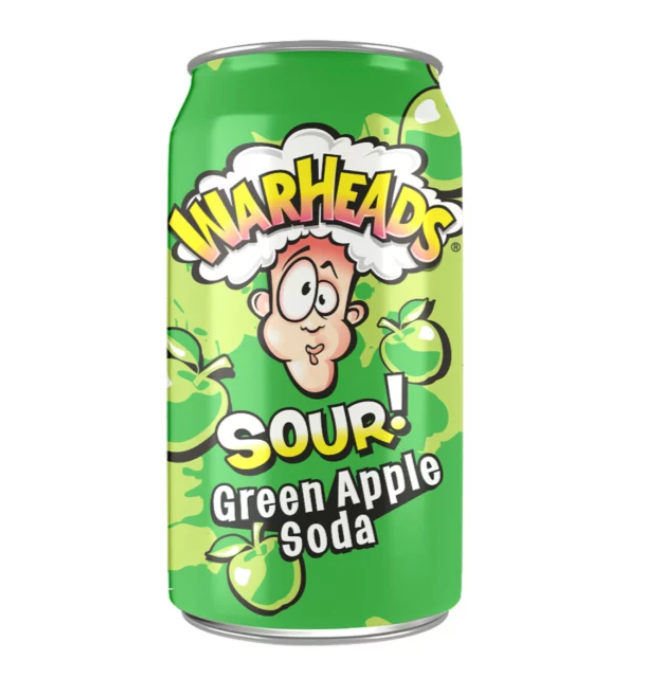 Warheads Green Apple Sour Soda 12 x 355ml