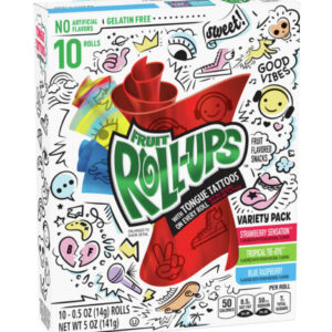 Fruit rollups with tongue tattoos