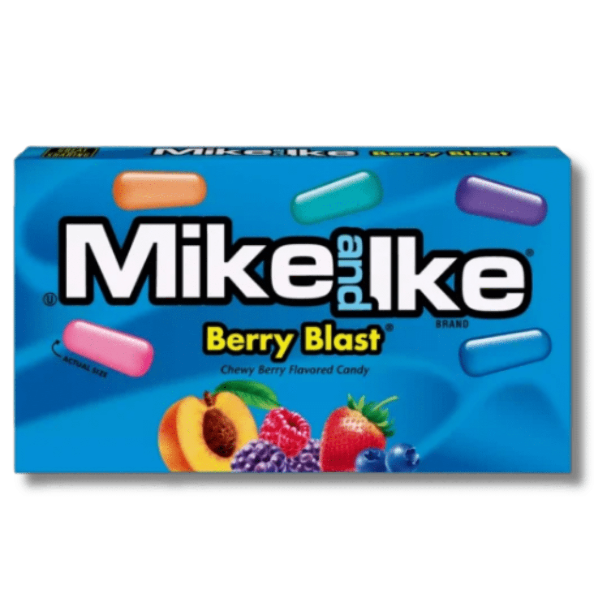 Mike and Ike Berry Blast candy box – fruity chewy candy with mixed berry flavours, imported from the USA and distributed in New Zealand by Zebra International