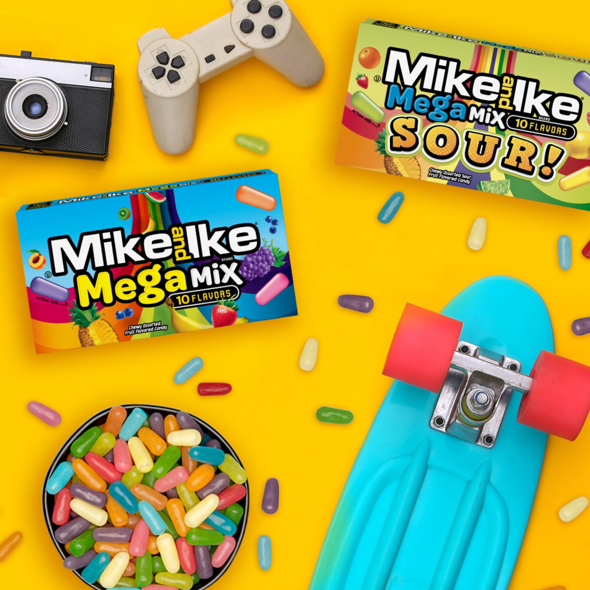 Mike and Ike Mega Mix candy packs – colourful fruity chewy candy assortment from the USA, imported and distributed in New Zealand by Zebra International