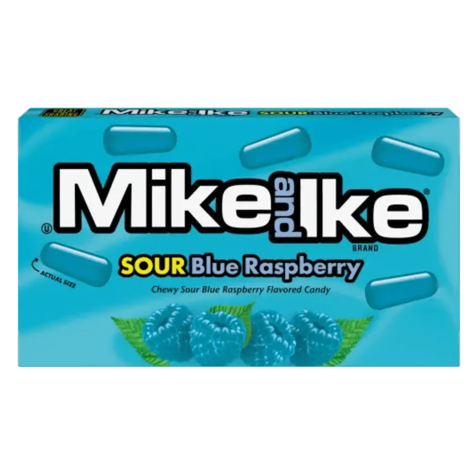 Mike and Ike Sour Blue Raspberry candy box – fruity chewy sour candy made in the USA and distributed in New Zealand by Zebra International