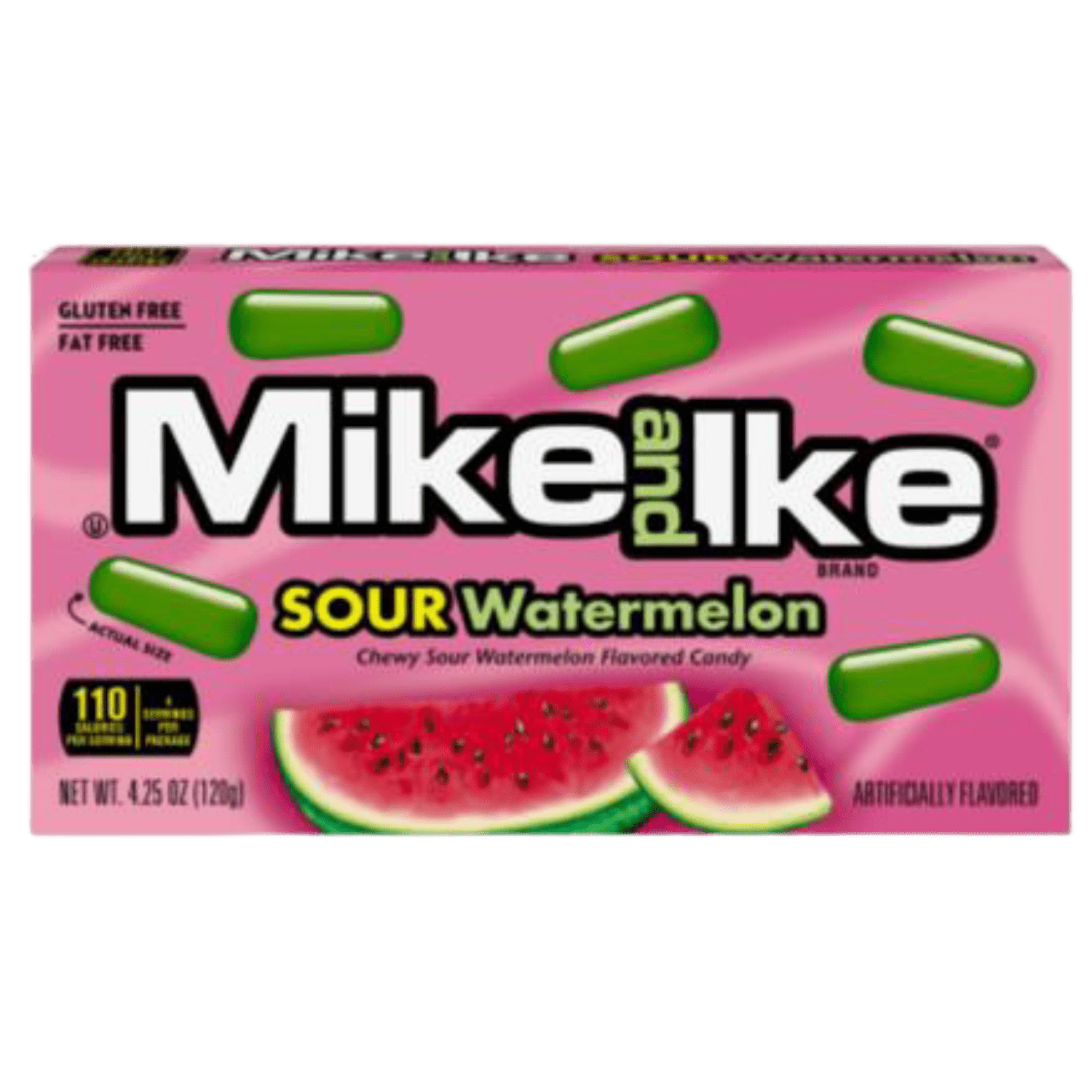 Mike and Ike Sour Watermelon candy box – tangy chewy candy with bold watermelon flavour, imported from the USA and distributed in New Zealand by Zebra International