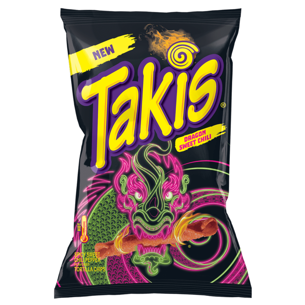 Takis Dragon Sweet Chilli bag – sweet and spicy rolled tortilla chips officially distributed in New Zealand by Zebra International