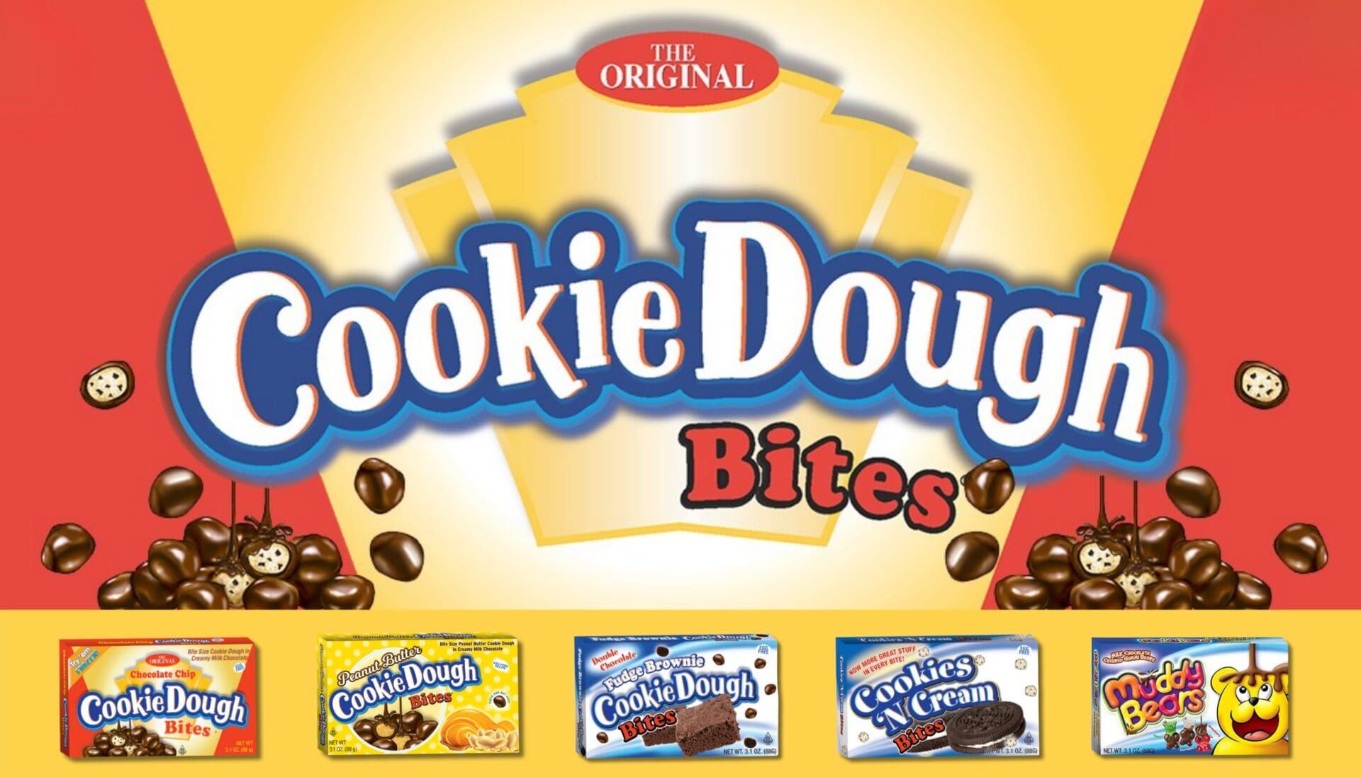 Cookie Dough Bites brand banner USA chocolate candy now available in New Zealand