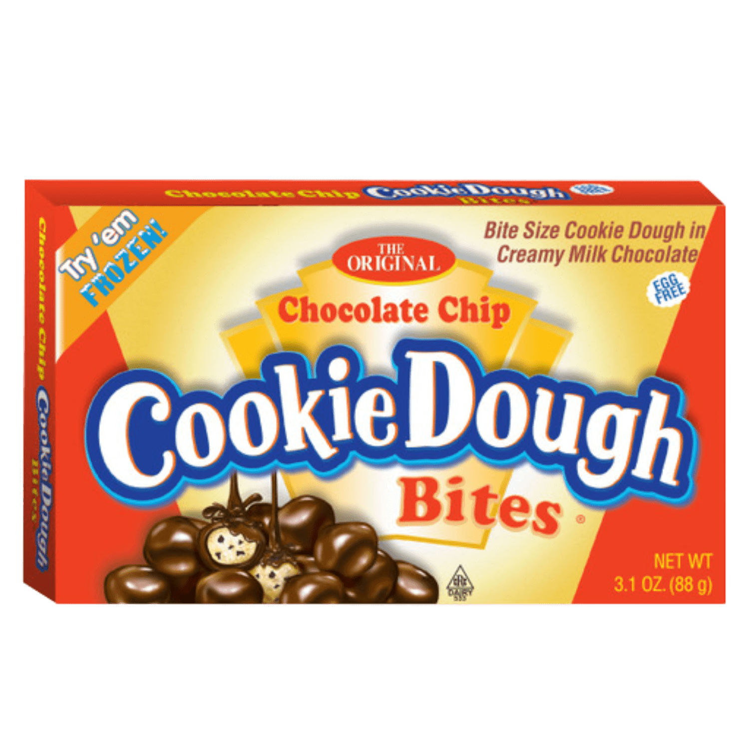 Cookie Dough Bites Chocolate Chip box chocolate-coated cookie dough candy from USA available in New Zealand