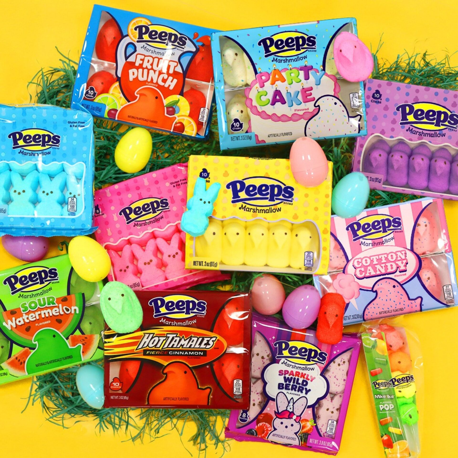 Peeps Easter marshmallow candy collection featuring colourful chicks and bunnies, imported from the USA by Zebra International.