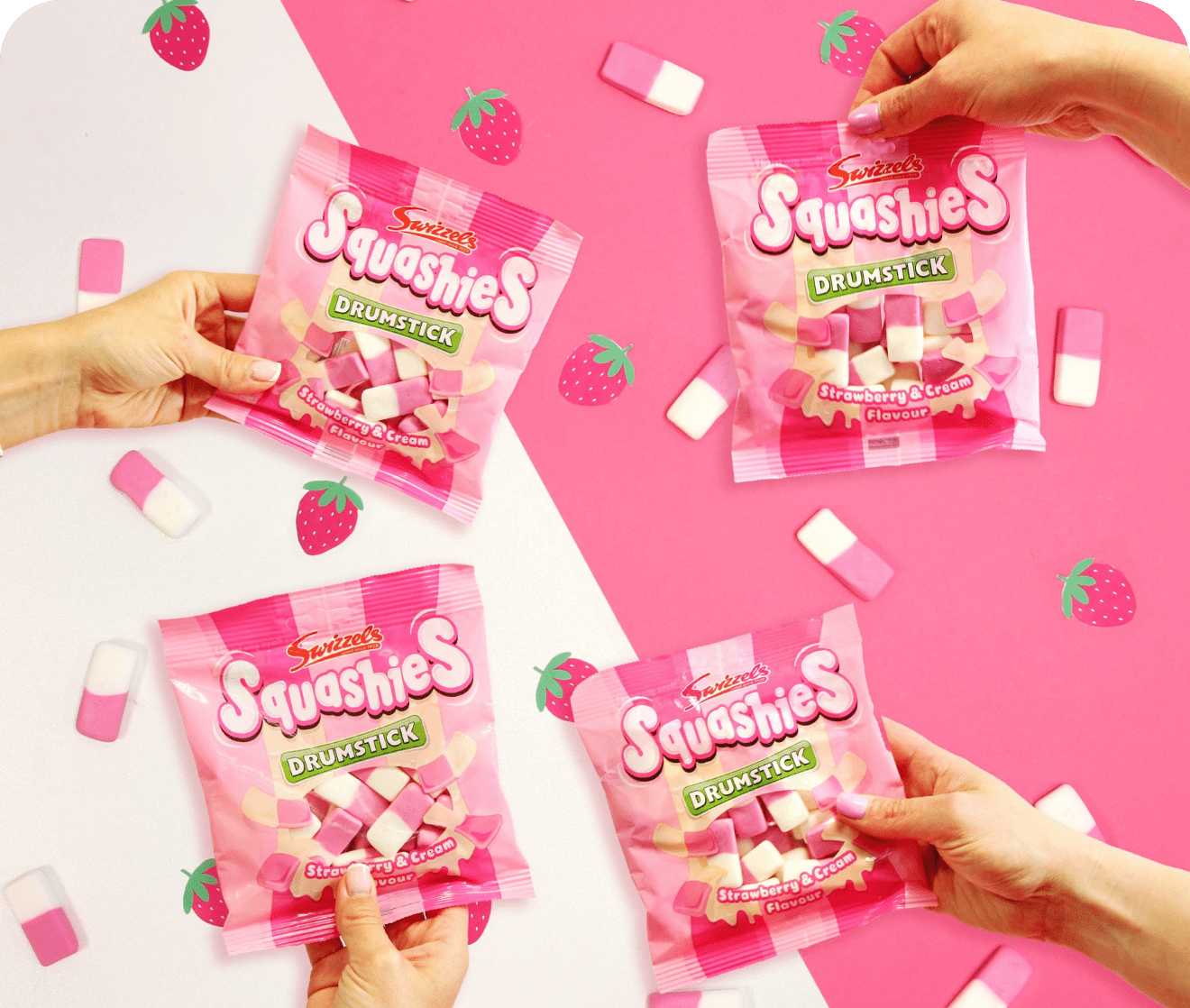 Swizzels Squashies Strawberry & Cream sweets – British confectionery imported to New Zealand | Zebra International