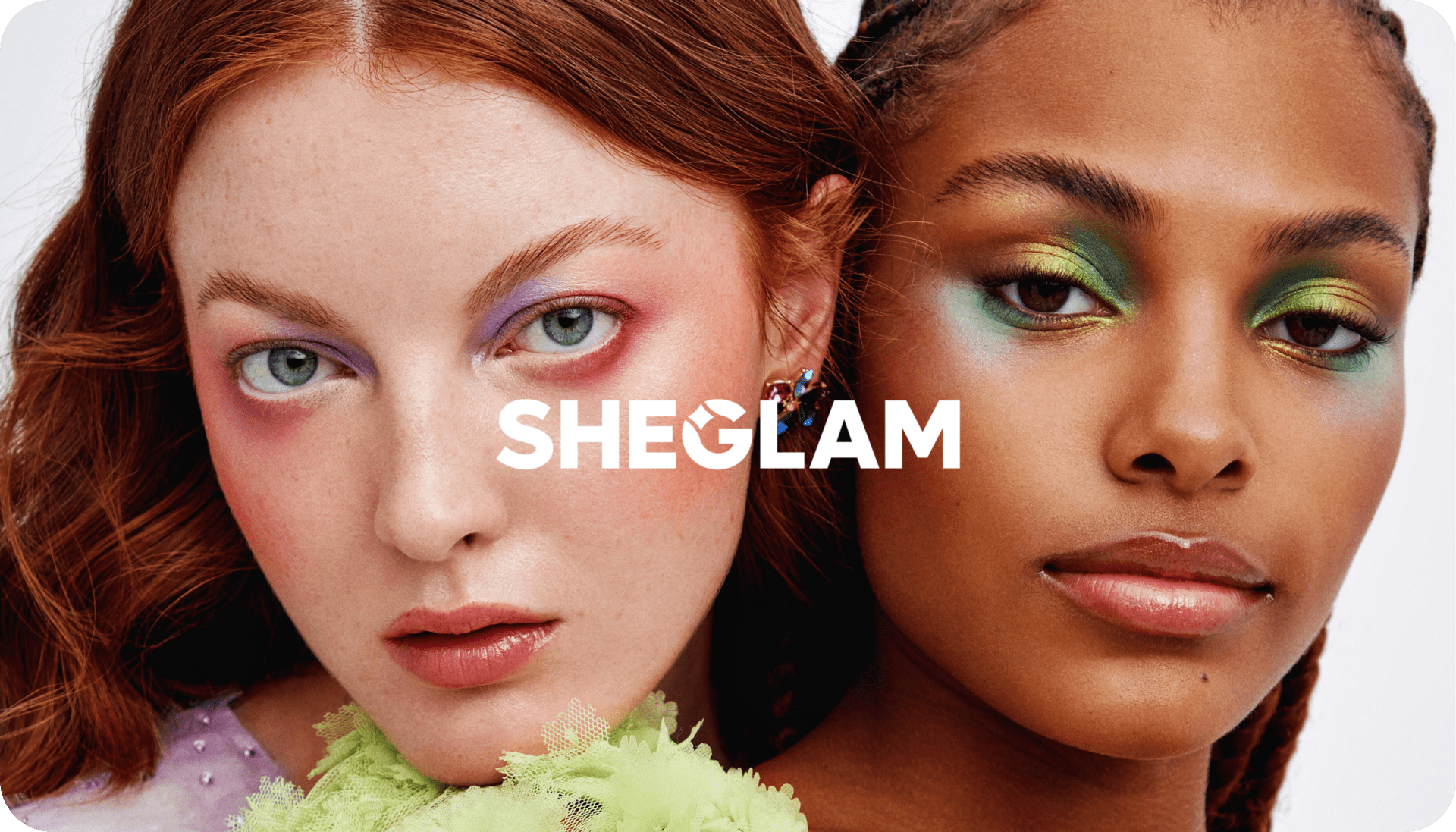 SHEGLAM New Zealand makeup banner with two models in bold eye looks, promoting cruelty-free cosmetics.